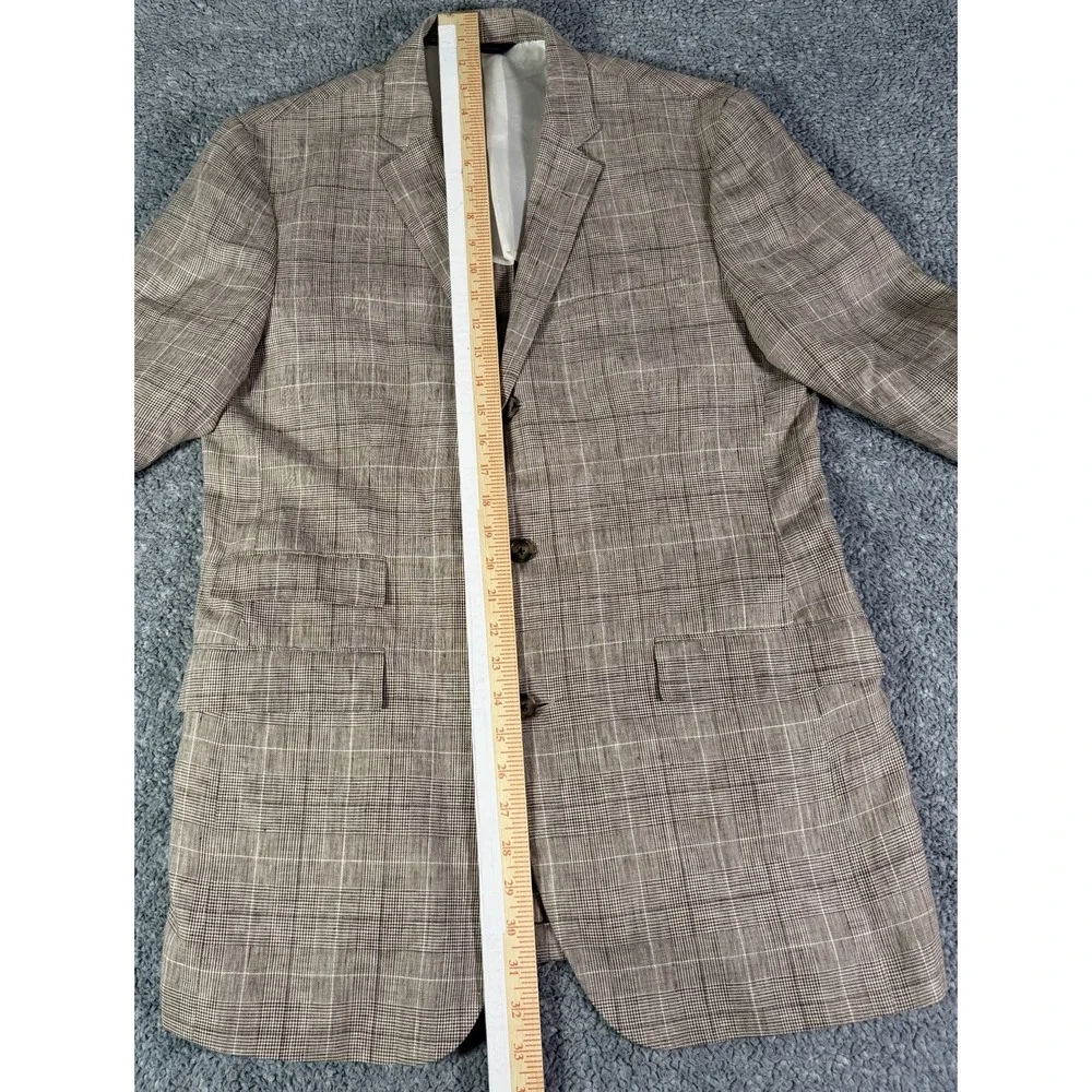 Brooks Brothers Milano Fit 42L Solbiati Italian 100% Linen Glen Plaid Blazer